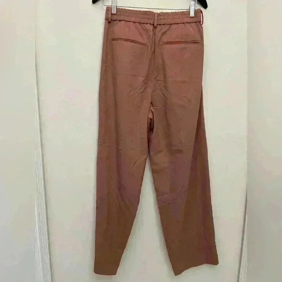 ZARA Women's Trouser Pants High Waisted Pink Size S Pockets Elastic Waist NWOT - Picture 2 of 7